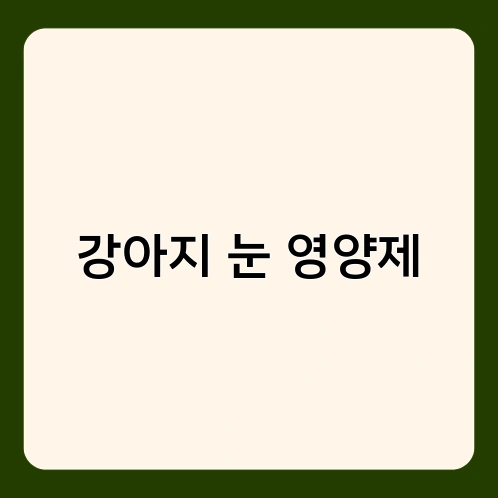 강아지 눈 영양제
