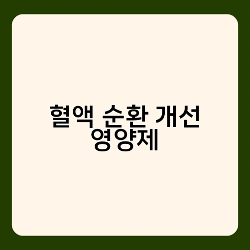 혈액 순환 개선 영양제