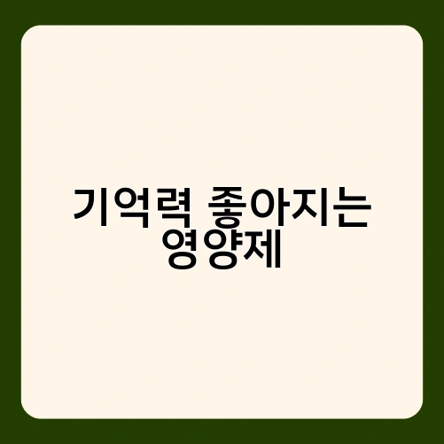 기억력 좋아지는 영양제 2