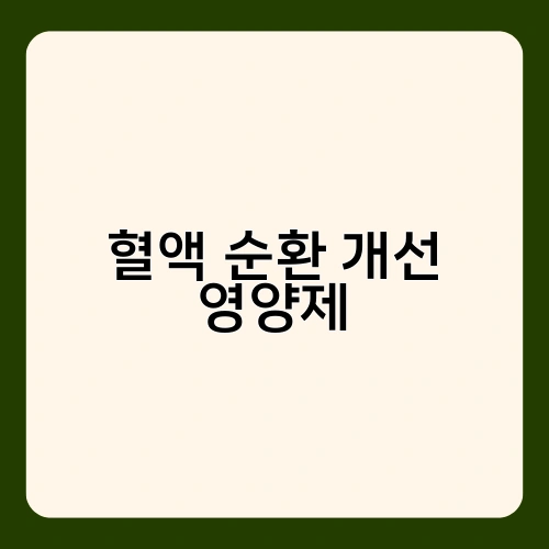혈액 순환 개선 영양제 1